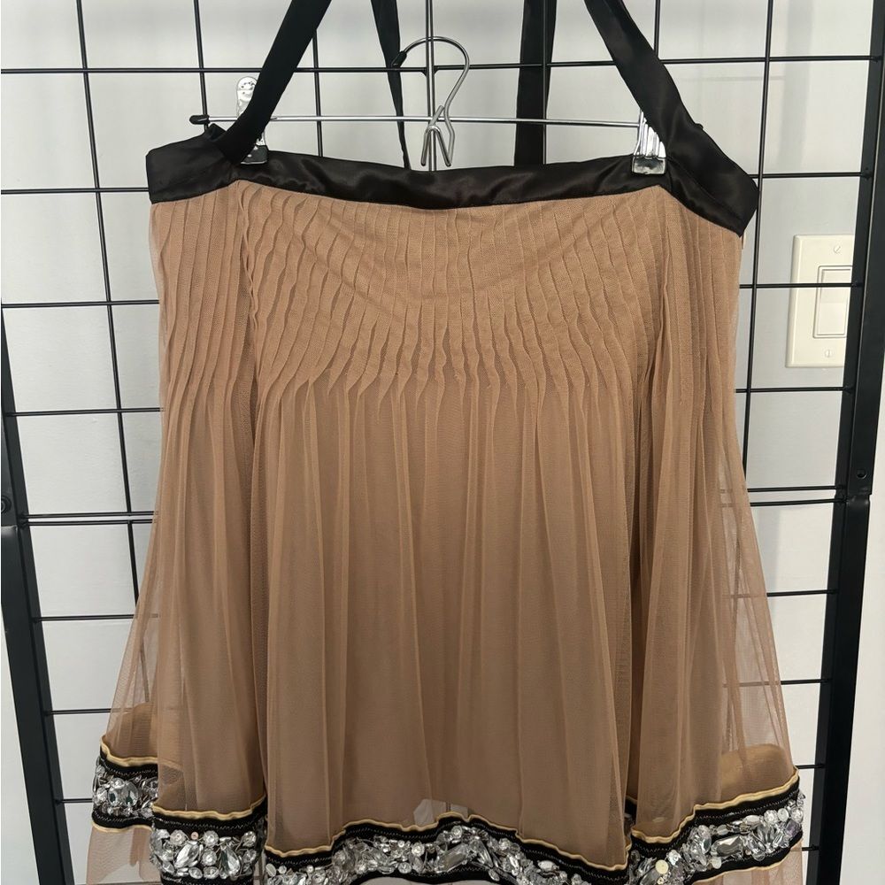 Nude Pleated Blouse with Satin and Jewels by Kanika Cruz by Nikka EUC